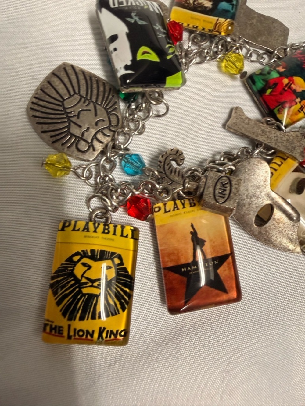 Theater Playbill Charm Bracelet with Colorful Beads Broadway musical - Picture 3 of 4